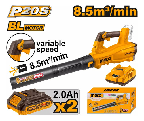 Sopladora A Bateria P20s 2 Bat Cabli204282 Ingco Color Naranja claro - Imagen 2