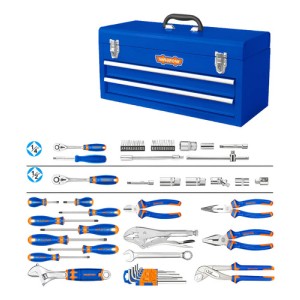 Caja Porta Herramientas 120 Piezas Metálica Grande 3 Niveles Color Azul