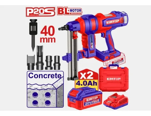 Clavadora 20v Bateria 4ah Para Concreto 40mm Emtop - Imagen 2