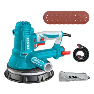 Lijadora De Yeso Total 850w Industrial, Diámetro 180mm, Luz Led 360º, Velocidad Variable, 6 Niveles - Incluye 8 Lijas, Bolsa Recolectora De Polvo Y Bolso De Transporte - Tdws10508 Turquesa