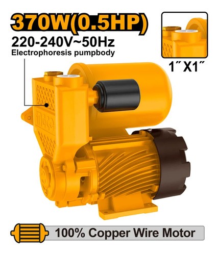 Bomba Periferica Autocebante 0.5hp 370w Ingco Vpa37068 Amarillo Monofásica - Imagen 2