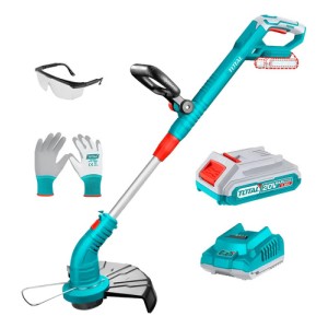 Bordeadora Inalámbrica Total Diámetro Corte 30cm, Tanza 1.6mm, 5 Metros - Liviana, Ajustable - Con 1 Batería 2.0ah Litio-ion, Cargador, Lentes Y Guantes - Tgtli20301 Turquesa