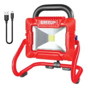 Reflector Portátil Emtop Con Luz Blanca Y Carcasa Roja Rojo Blanco