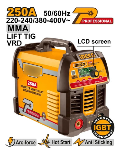 Soldadora Inverter Mma/tig Lift 250a Igbt Ingco Mma25089 - Imagen 2