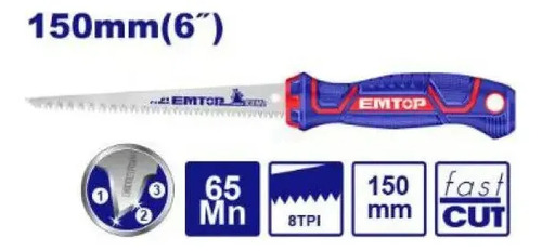 Serrucho Yesero Emtop Ehasw1501 Hoja 150 Mm Azul - Imagen 2