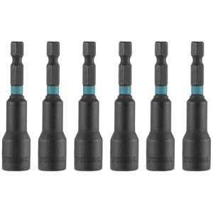 Juego De 6 Dados Largos De Impacto Total, Línea Industrial, 65mm, Encastre 1/4'' - 6,7,8,9,10,12mm - Tac2765061 Negro