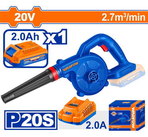 Sopladora A Bateria 20v 2.0ah Cargador Wadfow Wblp5521 - Imagen 2