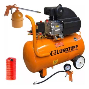Compresor Aire Eléctrico Lüsqtoff Lc-2550bk 50l 2.5hp 115psi Naranja 50/60 Monofásica