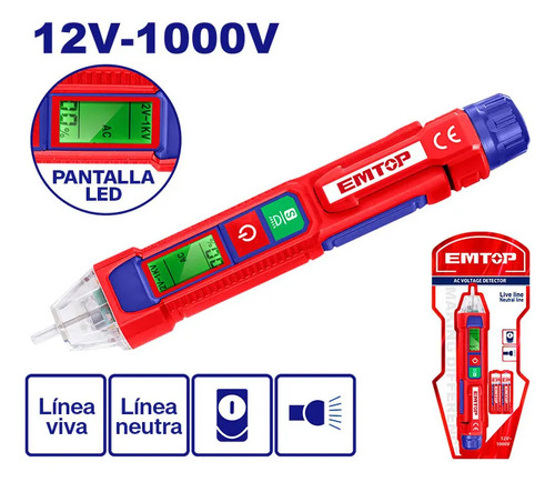 Busca Polo C/ Pantalla Led Inductivo 12v-1000v Emtop Color Rojo - Imagen 2