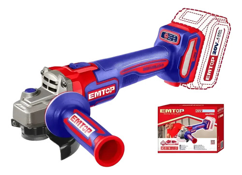 Amoladora Inalámbrica Emtop 115 Mm Rojo