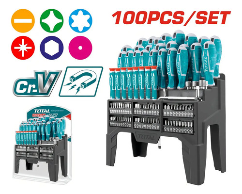 Juego Completo Set Destornilladores Y Puntas Total, 100 Pzas - Imagen 2