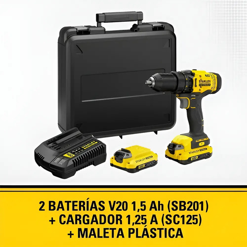 Kit Taladro Atornillador 20v + 2b + Cargador+ Maleta Stanley - Imagen 3