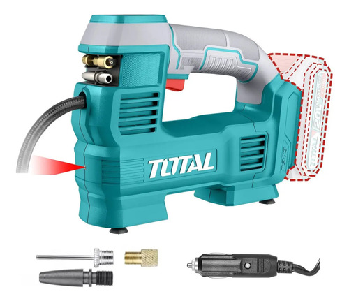 Inflador Compresor Inalámbrico Total 20v Para Autos, Vehículos, Inflables - Con Display Digital, Automático, 11bar 160psi - No Incluye Batería Ni Cargador - Tacli2012 Turquesa No Aplica