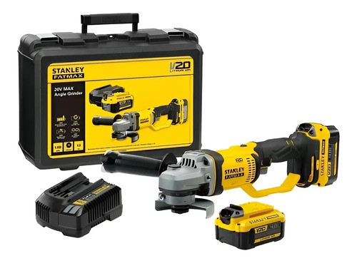 Miniamoladora angular inalámbrica Stanley SCG400M2K color amarillo 20 V + accesorios - Imagen 5