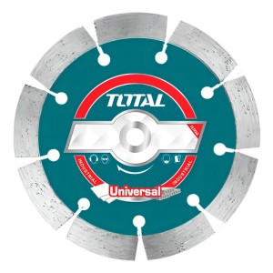 Disco Corte Total Diamantado Segmentado Para Amoladora, 7'' 180mm, Eje 22.2mm, Seco Y Húmedo - Tac21118012 Plateado