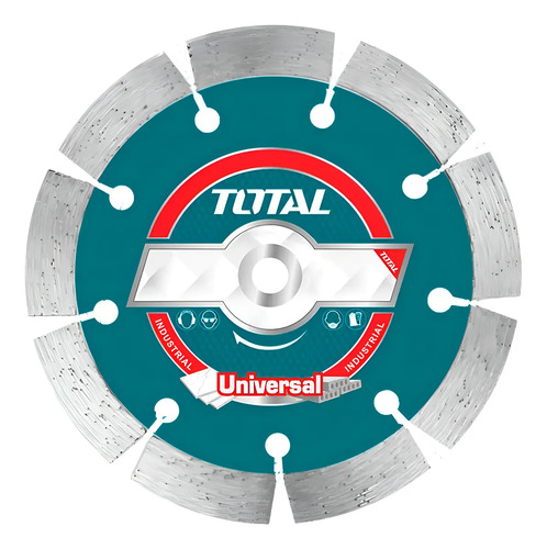 Disco Corte Total Diamantado Segmentado Para Amoladora, 7'' 180mm, Eje 22.2mm, Seco Y Húmedo - Tac21118012 Plateado