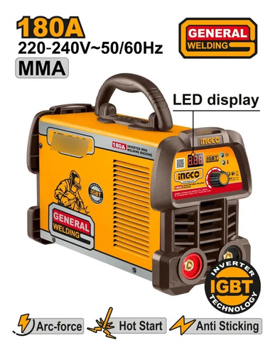 Soldadora Inverter Mma 180a Igbt Accesorios Ingco - Imagen 3