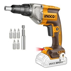 Atornillador Inalámbrico 20v Para Placa De Yeso Durlock Sin Batería Y Cargador Ingco Naranja Claro