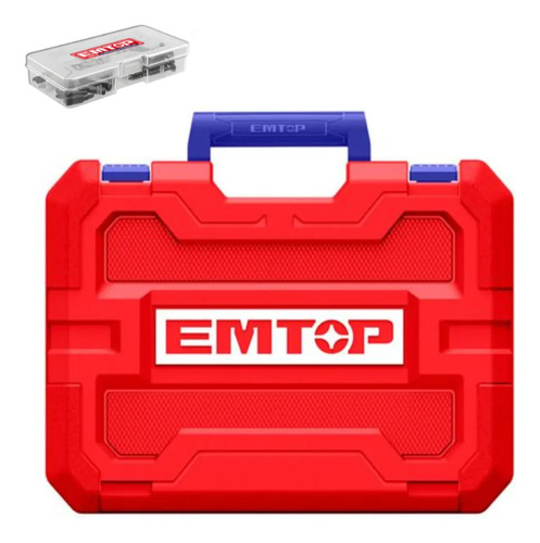 Taladro Eléctrico Emtop Ecdl20602-4 Con Maletín Y Accesorios Rojo - Imagen 4