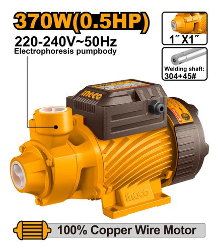 Bomba De Agua Ingco Periferica 1x1 0,5hp_vpm37068 Amarillo - Imagen 2