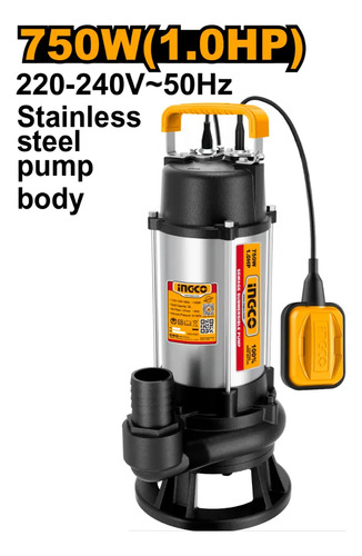 Bomba Pozo Negro 750w 1hp 13mt 2 18m3/h Ingco Spds75068 - Imagen 3