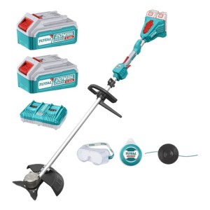 Desmalezadora Inalámbrica Total Industrial, Diámetro Corte 33cm - Motor Sin Carbones - Incluye 2 Baterías 20v De 4.0ah Y Cargador Doble - Tstli200285 Turquesa