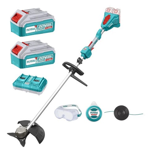 Desmalezadora Inalámbrica Total Industrial, Diámetro Corte 33cm - Motor Sin Carbones - Incluye 2 Baterías 20v De 4.0ah Y Cargador Doble - Tstli200285 Turquesa