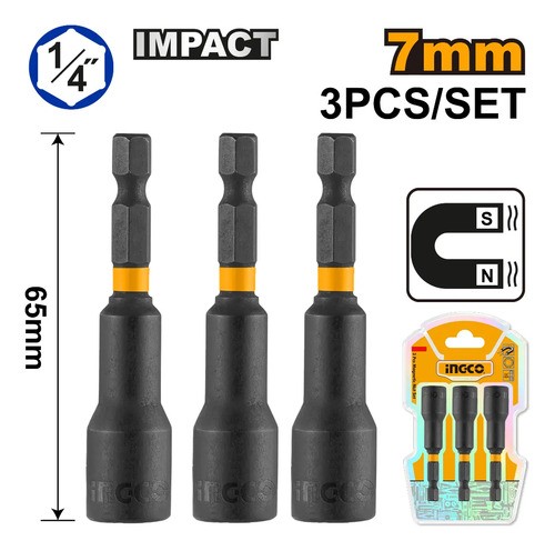Pack De 3 Adaptadores De Impacto Ingco Magnéticos Hexagonale - Imagen 2