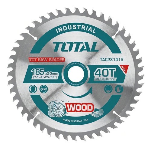 Disco Sierra Circular 40d 185mm 7 1/4 '' Total Tac231415 Color Turqueza