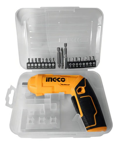 Atornillador Inalámbrico Ajustable Con Accesorios Ingco Naranja Claro - Imagen 4