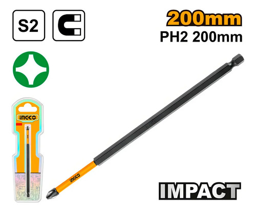 Punta Ph2 200mm Largas Impacto Ingco Imantada Sdbim71ph2200 - Imagen 2