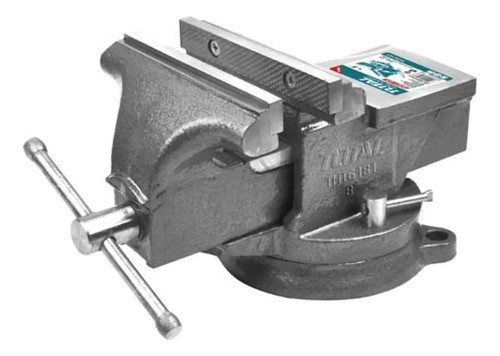 Morsa De Banco Total 8 Pulgadas, 200mm, De Apriete 2500kg, Con Yunque, Base Giratoria - Tht6186 Negra