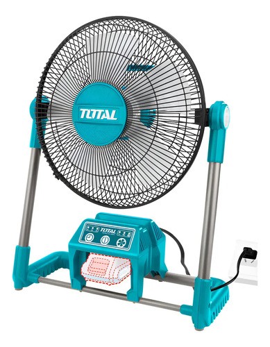 Ventilador Inalámbrico Total 20v, 3 Niveles De Velocidad, 13'' De Diámetro, 5 Aspas - No Incluye Batería Ni Cargador - También Funciona Conectado A 220v - Tfali2001 33.02 Cm Turquesa Gris