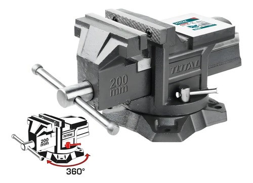 Morsa De Banco Total 8 Pulgadas, 200mm, De Apriete 2500kg, Con Yunque, Base Giratoria - Tht6186 Negra - Imagen 4