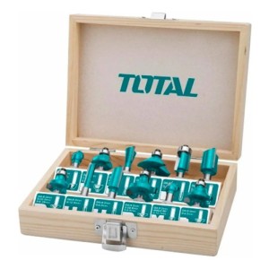 Pack 12 Fresas Para Router Total - Encastre 8mm, Caja Madera