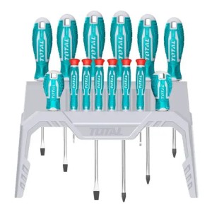 Set, Juego De Destornilladores Total, Imantados, 14 Piezas - Chatos, Phillips, Torx, De Precisión - Incluye Organizador - THT250614