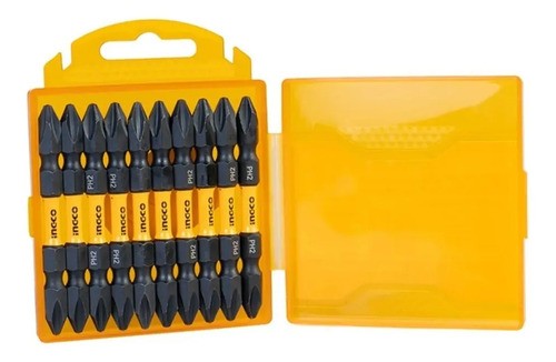 Set 10 Puntas De Impacto Ingco Ph2 X 65mm Imantadas